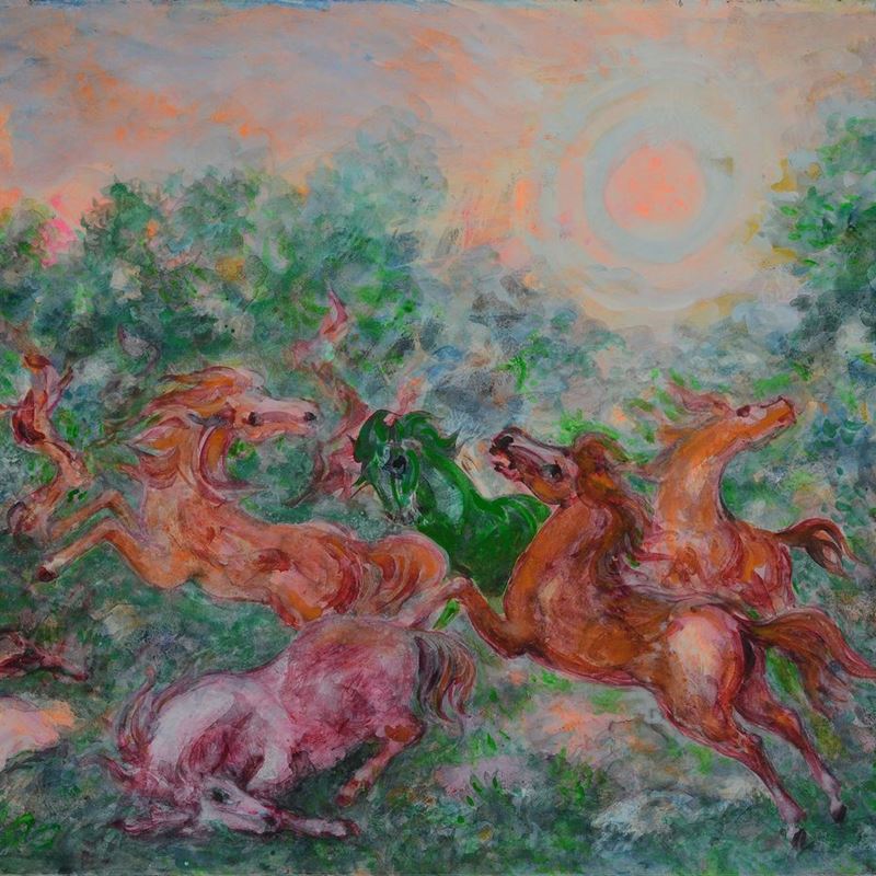 Aligi Sassu - Cavalli nel Sorrenti