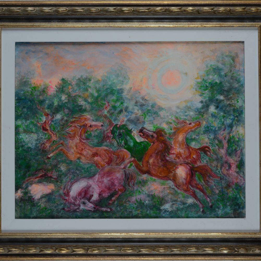 Aligi Sassu - Cavalli nel Sorrenti