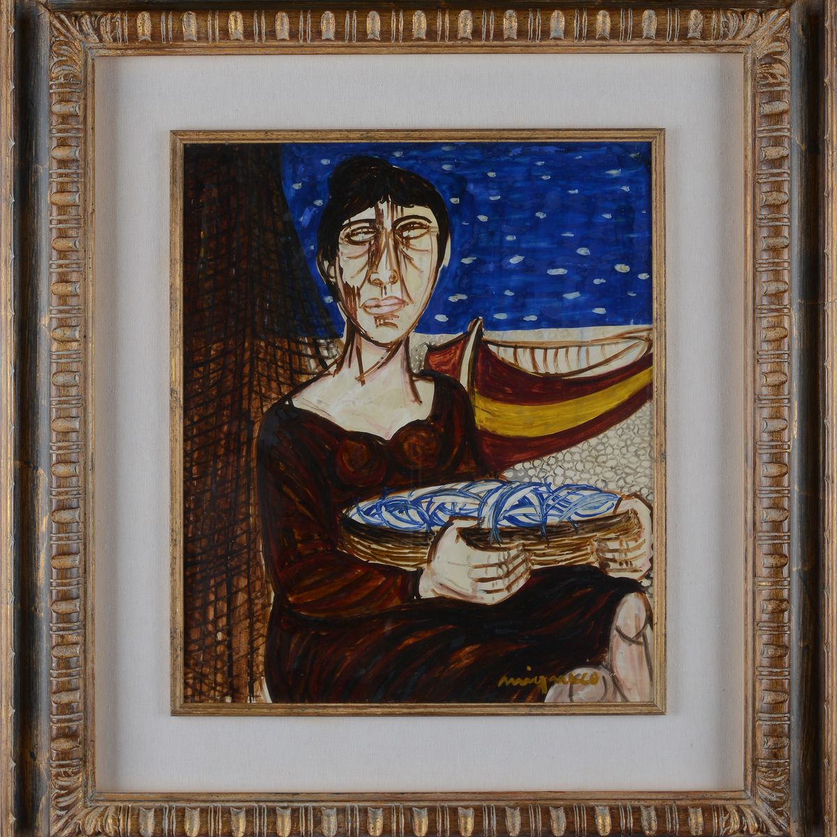 Giuseppe Migneco - Donna con Pesci