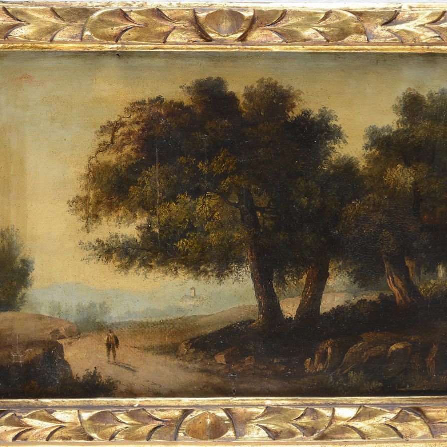 Anonimo, XIX Sec. - Paesaggio con Figura