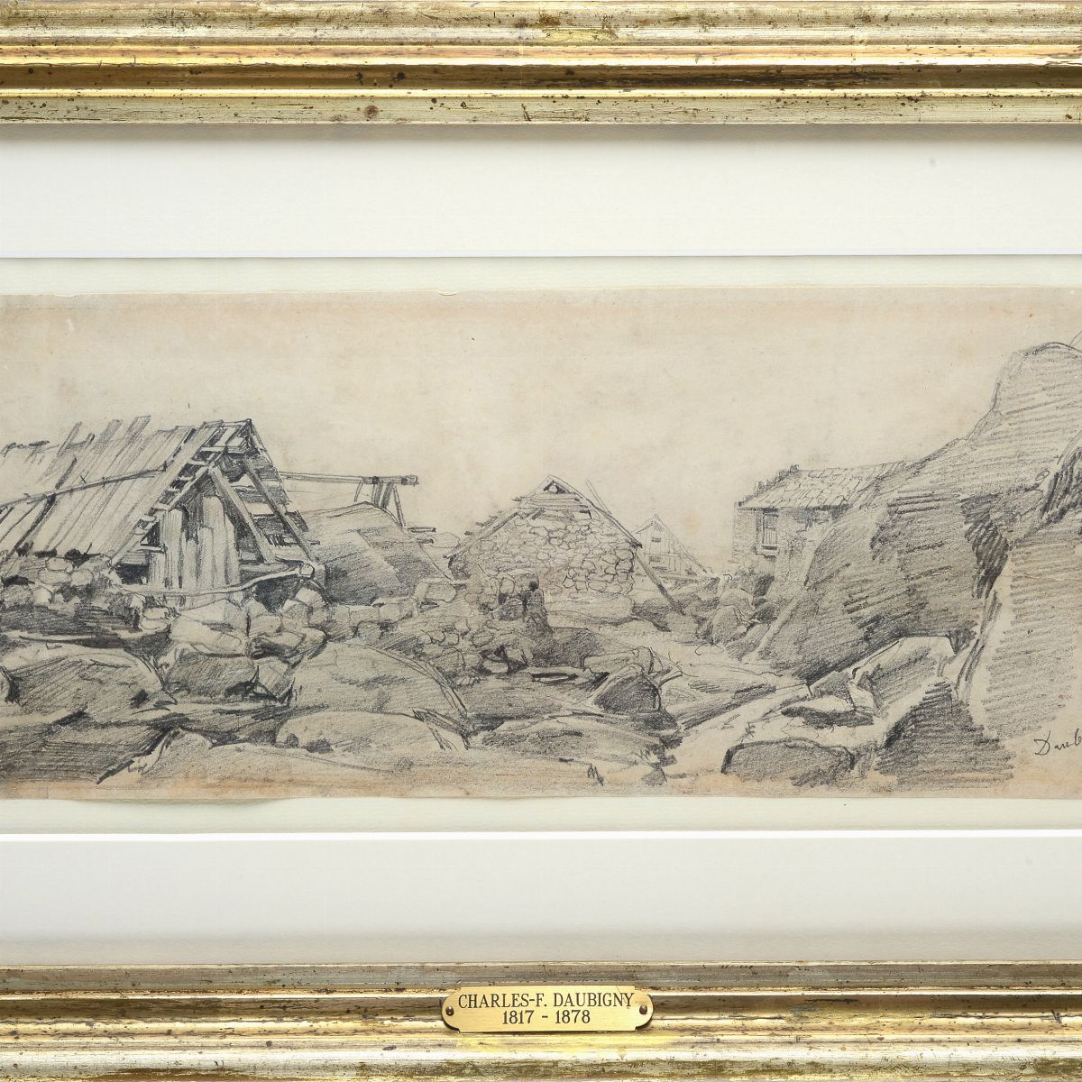 Charles-françois Daubigny - Paesaggio Roccioso con Rifugio di Montagna