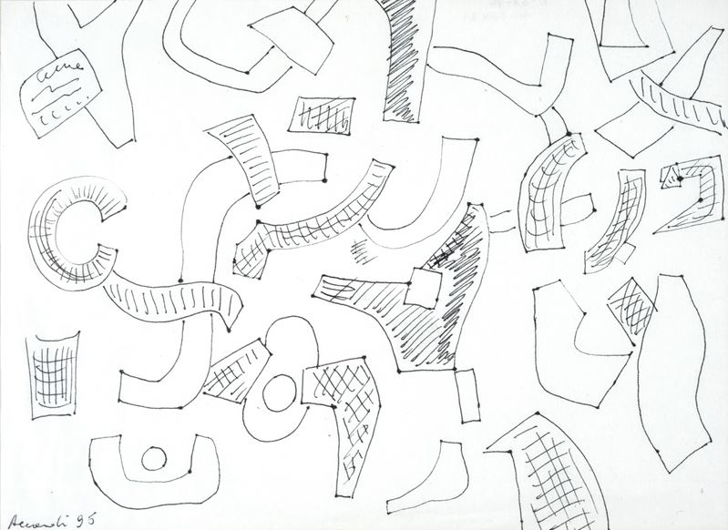 Carla Accardi - Composizione, inchiostro su carta, 1995