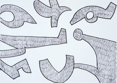 Composizione, pennarelli su carta, 2005