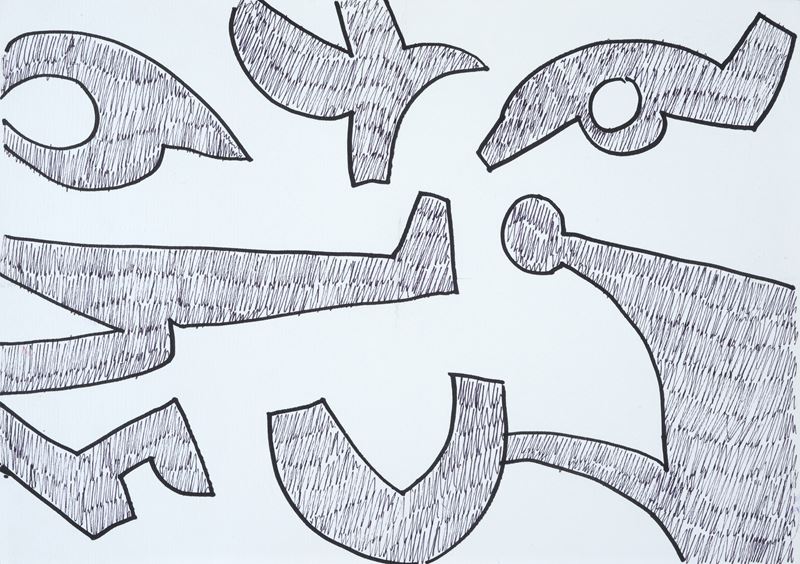 Carla Accardi - Composizione, pennarelli su carta, 2005