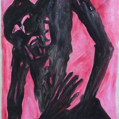Figura Nera su Sfondo Rosa