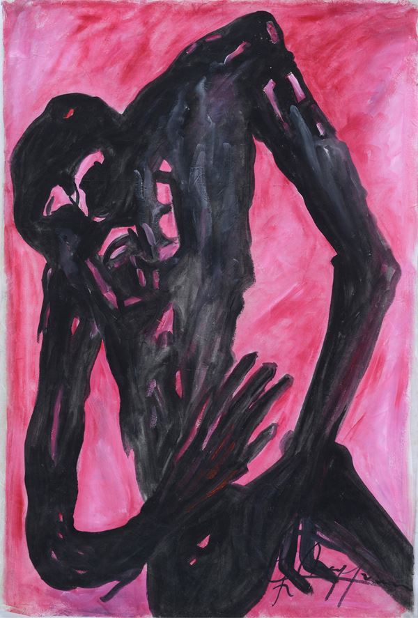 Jes&#250;s Reyes Ferreira - Black figure on a pink background