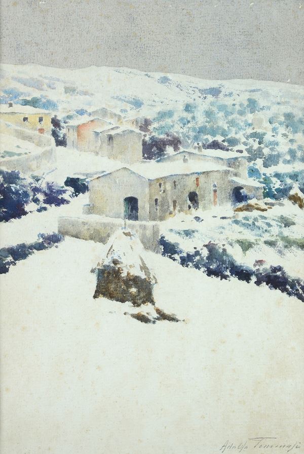 Adolfo Tommasi - Snowfall in Castelnuovo della Misericordia