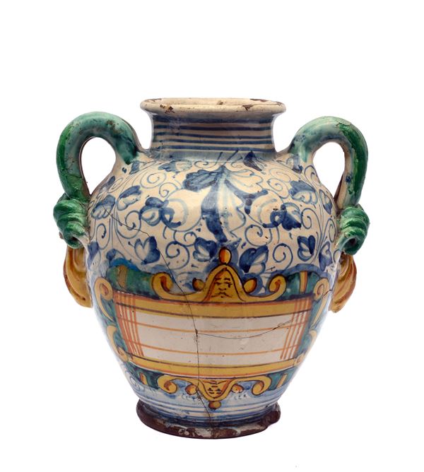 Orcio da farmacia in maiolica