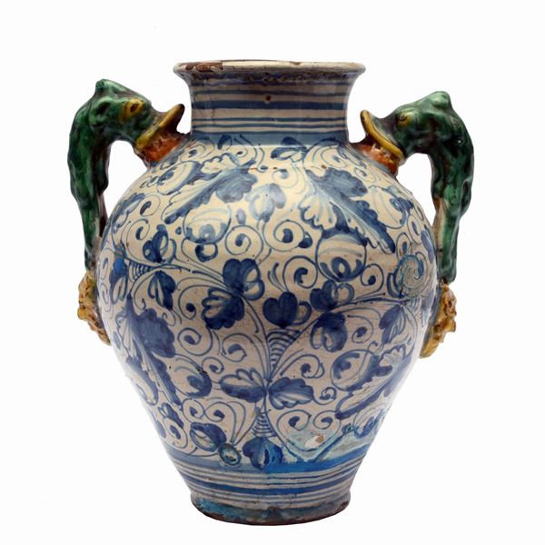 Orcio da farmacia in maiolica
