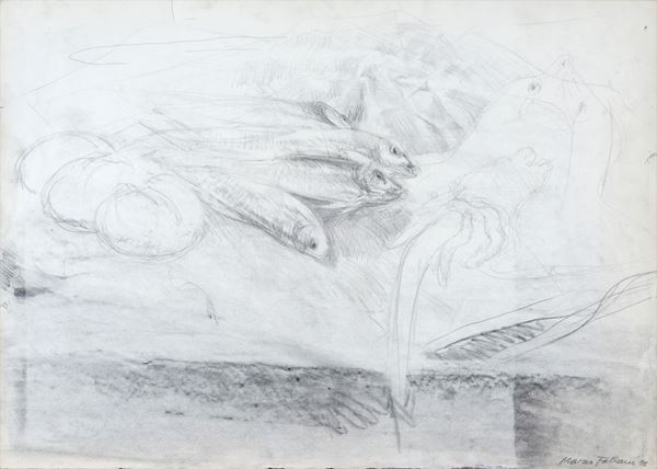 Mario Fallani : Education  (1976)  - Pencil on paper - Auction MODERN  ART - TUSCANY AUTHORS - Galleria Pananti Casa d'Aste