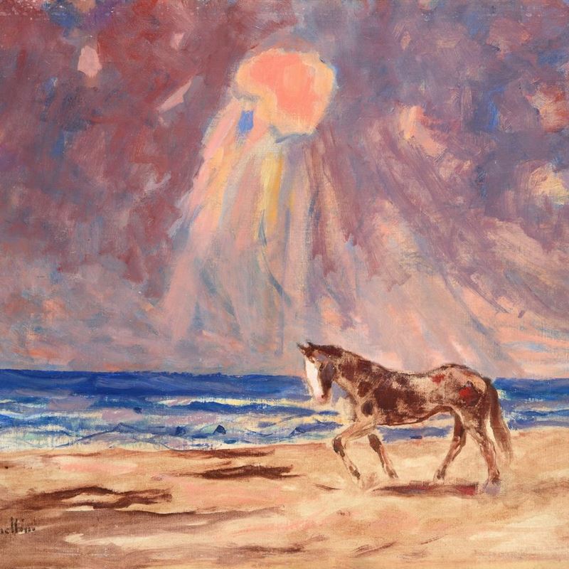 Plinio Nomellini - Cavallo sulla Spiaggia