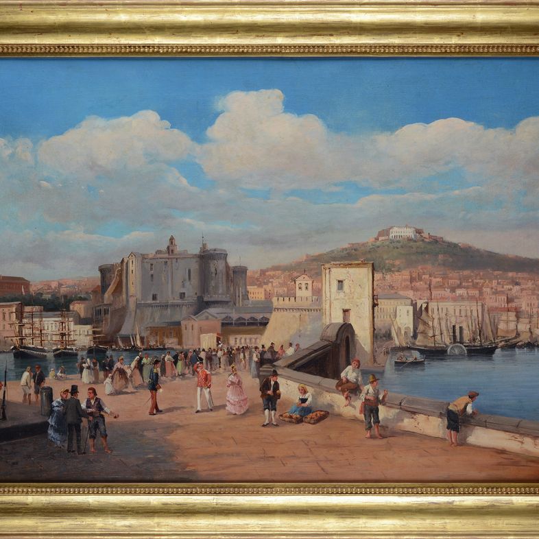 Raffaele Carelli - Lungomare con Mastio Angioino