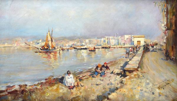 G. M.  Krassenzko - Veduta del porto a Napoli