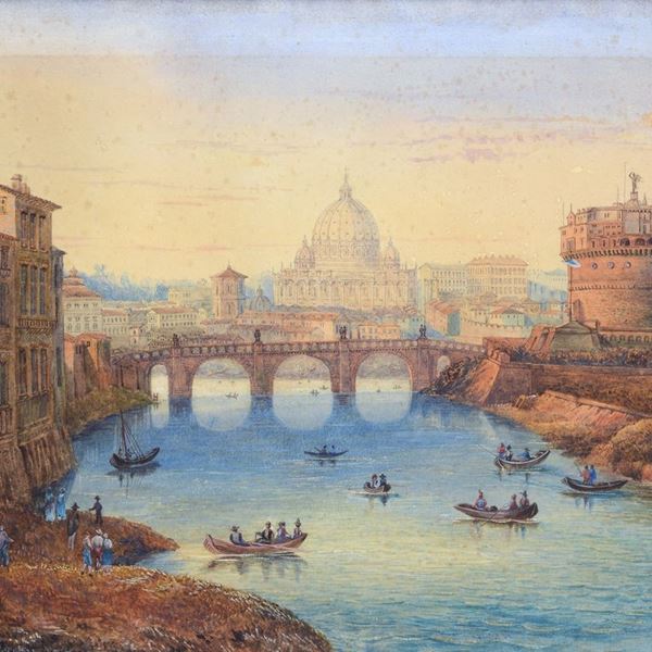 Attr. a Gaspar Van Wittel - On the Lungo Tevere