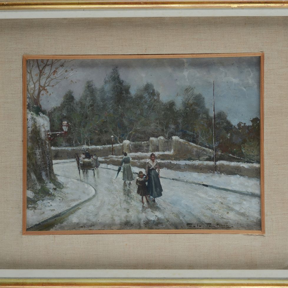 Paolo Pratella - Strada Innevata con Figure