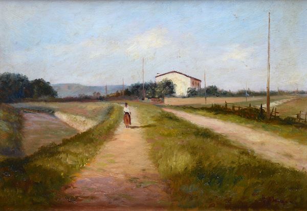 Fausto Magni - Landscape with house in the background