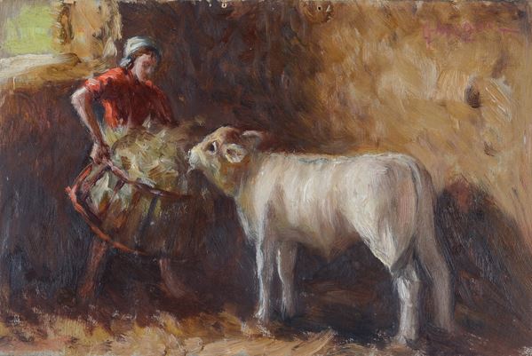 Giuseppe Magni - Peasant woman with calf