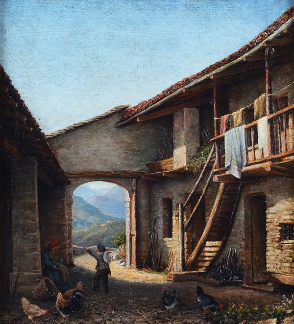 Scuola Toscana, XIX sec. - Glimpse of farmhouse