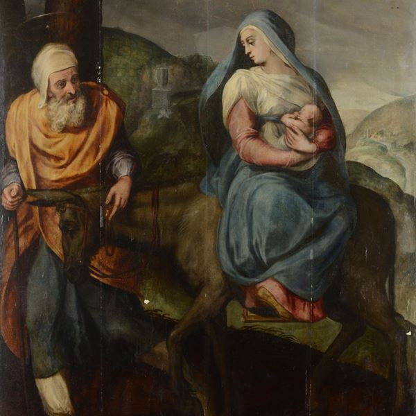Scuola Fiamminga, XVI sec. - Fuga in Egitto