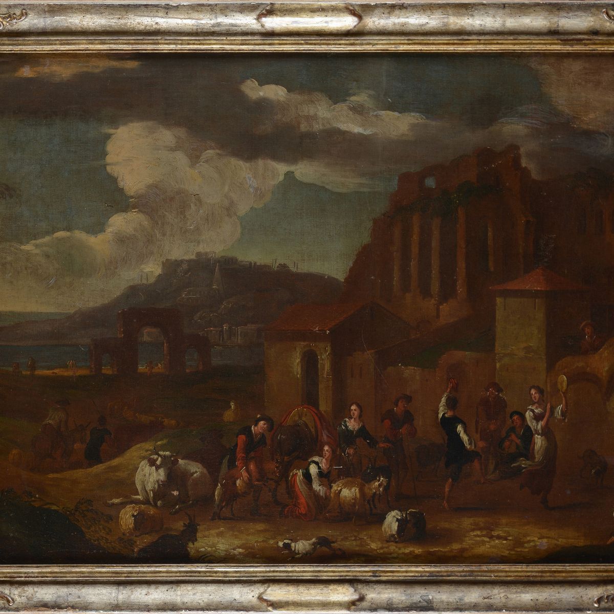 Scuola Italia Centrale, XVII Sec. - Paesaggio con Contadini e Armenti