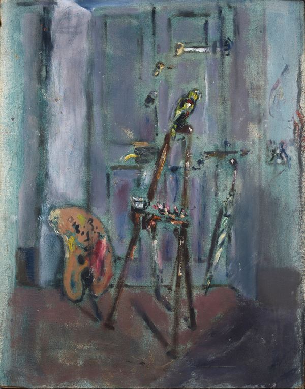 Filippo de Pisis - Interior with parrot