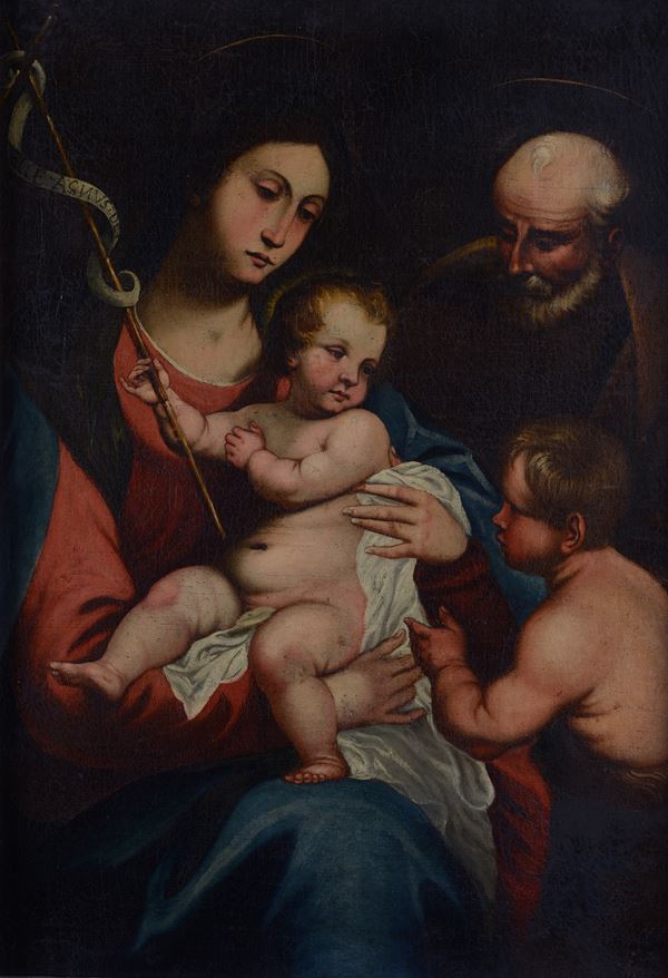 Scuola Italia Centrale, XVII sec. - Holy Family with San Giovannino