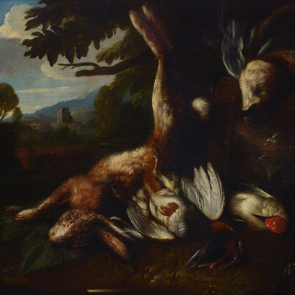 Scuola Inglese, XIX sec. - Still life en plein air with game