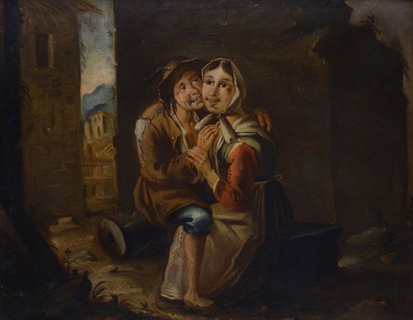 Scuola Bergamasca del Todeschini - Genre scene with a peasant couple
