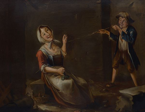 Scuola Bergamasca del Todeschini - Genre scene with a peasant couple