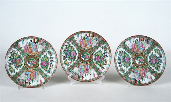 Tre piatti di Canton  - Asta ANTIQUARIATO - Galleria Pananti Casa d'Aste