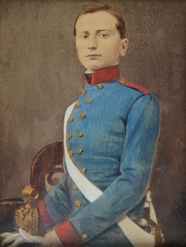 Scuola Europea, XIX sec. - Ritratto di giovane ufficiale austriaco