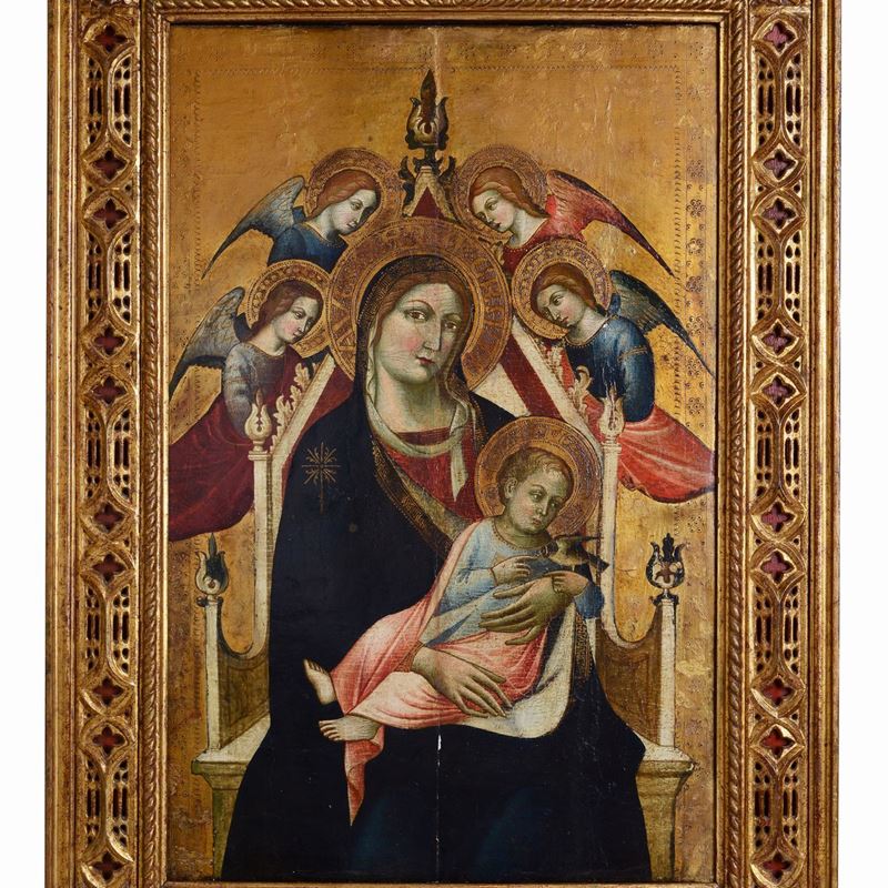 Anonimo, XIX Sec. - Madonna in Trono con Angeli