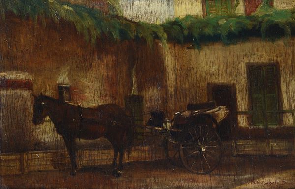 Anonimo, XIX sec. - Cart with horse
