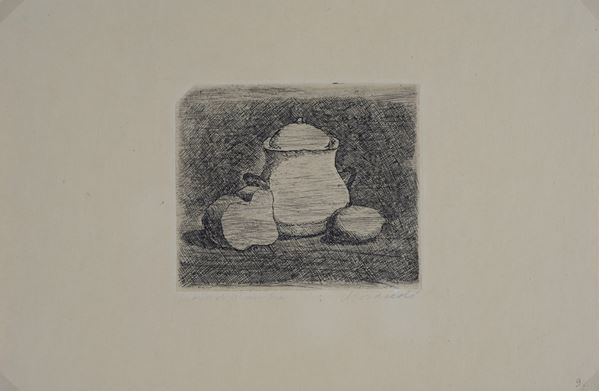 Giorgio Morandi - Still life with sugar bowl, lemon and bread