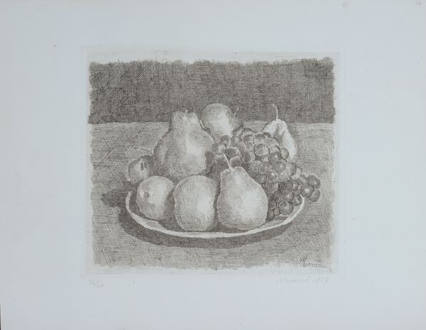 Giorgio Morandi - Still life with pears and grapes