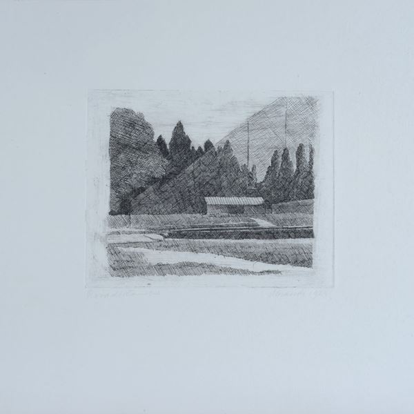 Giorgio Morandi - Tennis court at Giardini Margherita in Bologna (Lastra grande)