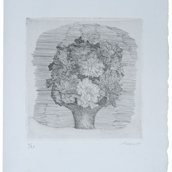 Giorgio Morandi - Zinnias in a vase