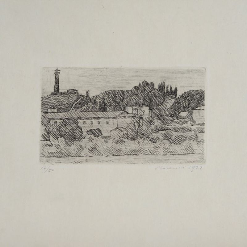 Giorgio Morandi - Paesaggio (veduta Dell'osservanza a Bologna)
