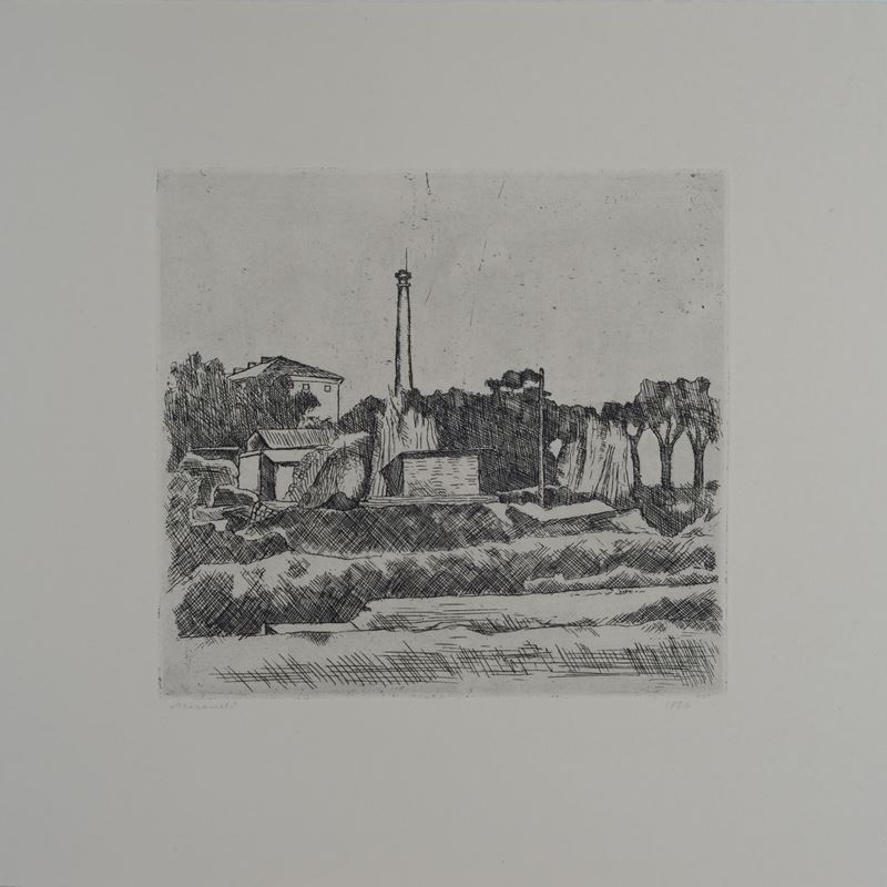 Giorgio Morandi - Paesaggio con la Ciminiera (sobborghi di Bologna)