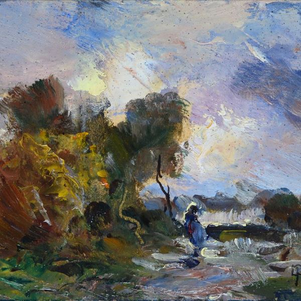 Carlo Follini - Paesaggio con figura