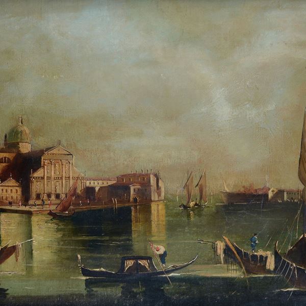 Anonimo, XIX sec. - Veduta con San Giorgio Maggiore a Venezia