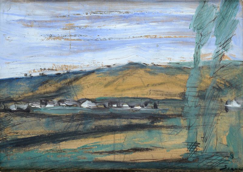 Attr. a Mario Sironi - Paesaggio