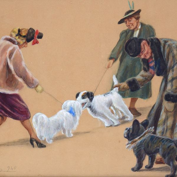 Amelia Mecherini - Signore con cani