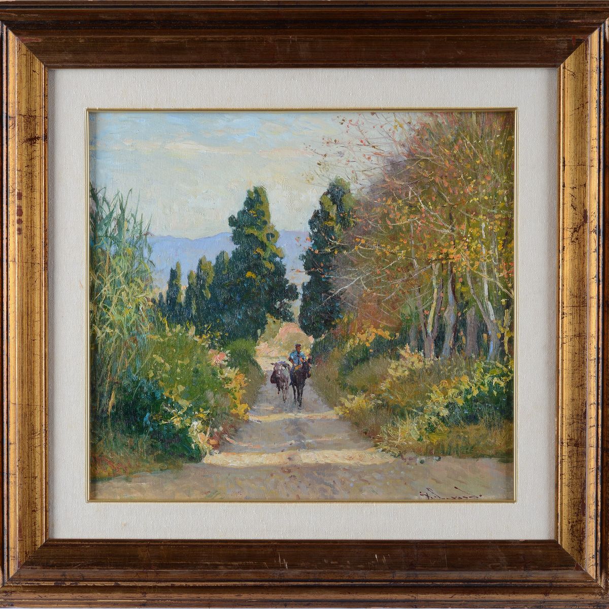 Giorgio Luxardo - Strada Campestre con Asini