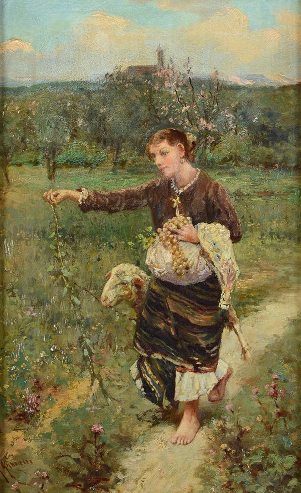 Giuseppe Giardiello - Peasant woman with sheep