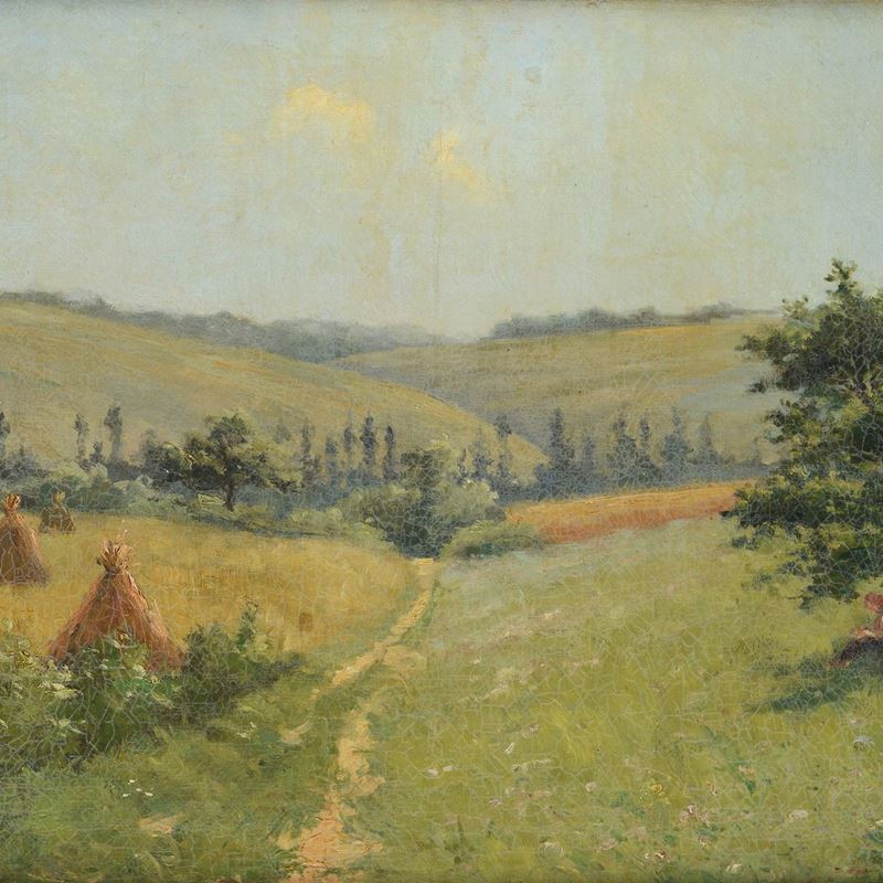 Oscar Mascré - Paesaggio con Contadina