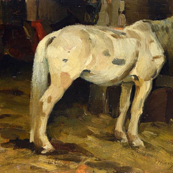 Luigi Gioli - Cavalli alla mangiatoia