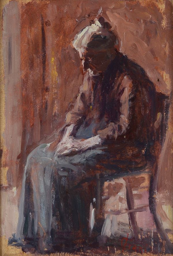 Cesare Ciani - Portrait of a seated old woman