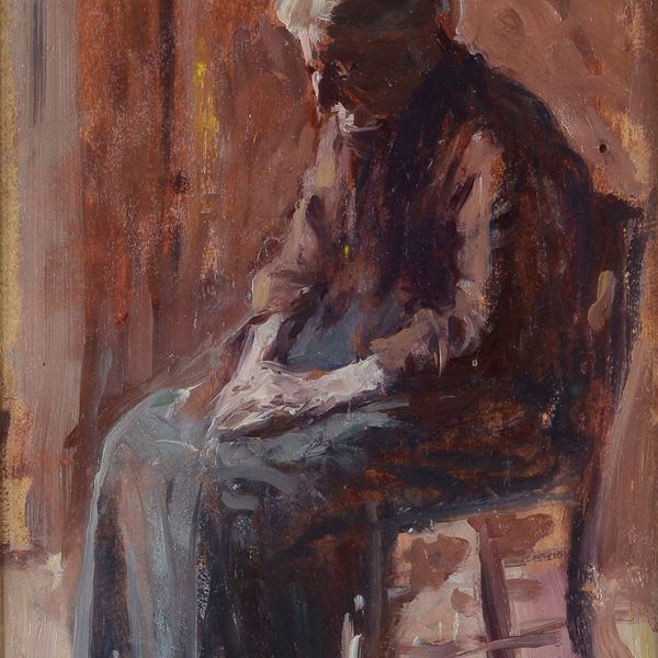 Cesare Ciani - Ritratto di anziana seduta