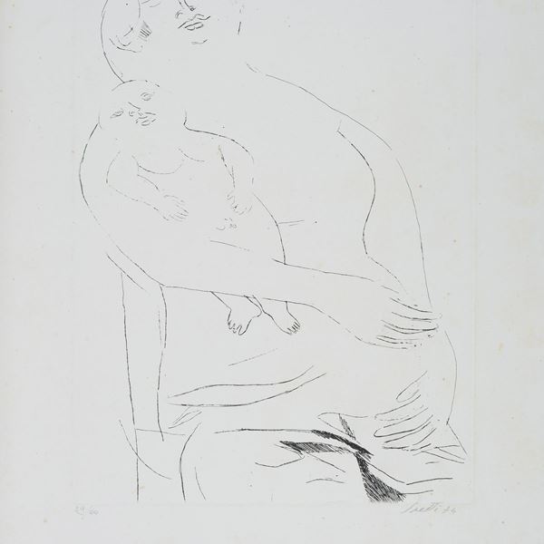 Bruno Saetti : Maternity  (1974)  - Etching - Auction GRAPHICS, AND EDITIONS - Galleria Pananti Casa d'Aste